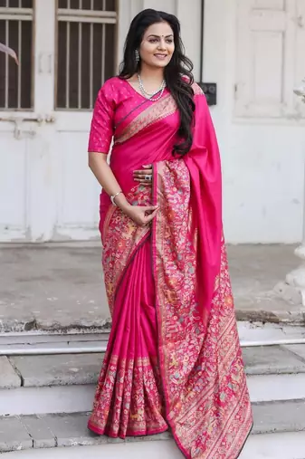 Soft dola silk bend with simple patola  printed saree with blouse