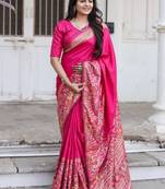 Soft dola silk bend with simple patola  printed saree with blouse