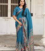 Soft dola silk blend with simple patola  printed saree with blouse