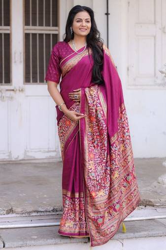 Soft dola silk blend with simple patola printed saree with blouse