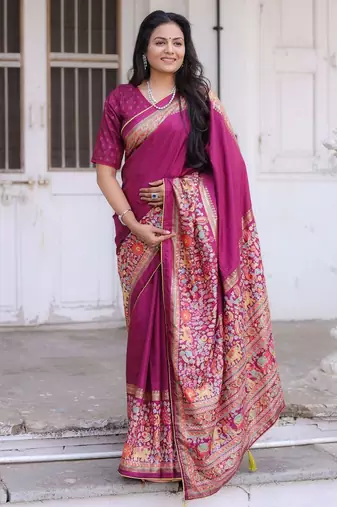 Soft dola silk blend with simple patola printed saree with blouse