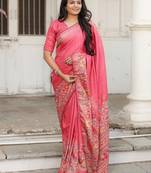 Soft dola silk blend with simple patola  printed saree with blouse