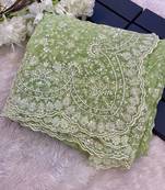 Light Green Color Premium Heavy Embroidered Shimmer Silk Saree