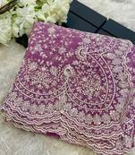 Light Purple Color Premium Heavy Embroidered Shimmer Silk Saree