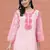 Hand embroidered pink cotton lucknowi chikankari short kurti