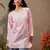 Hand embroidered pink cotton lucknowi chikankari short kurti