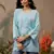 Hand embroidered blue cotton lucknowi chikankari short kurti