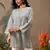 Hand embroidered grey cotton lucknowi chikankari short kurti