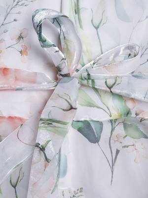 Offwhite floral print with floral bow organza party gown 5