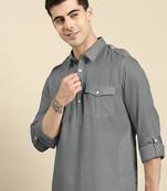 Grey cotton pathani with salwar