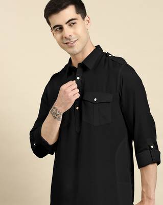 Black cotton pathani with salwar 1