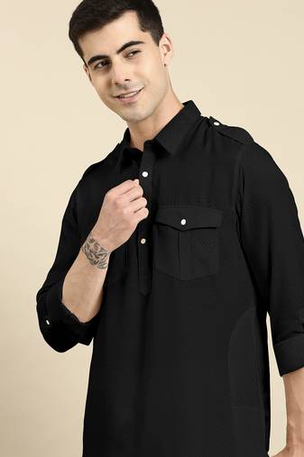 Black cotton pathani with salwar