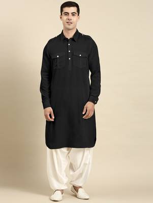 Black cotton pathani with salwar 2