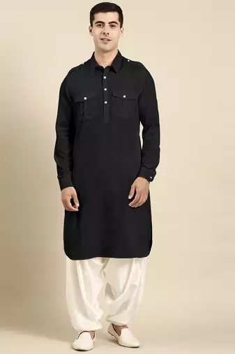 Black cotton pathani with salwar