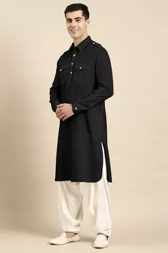 Black cotton pathani with salwar