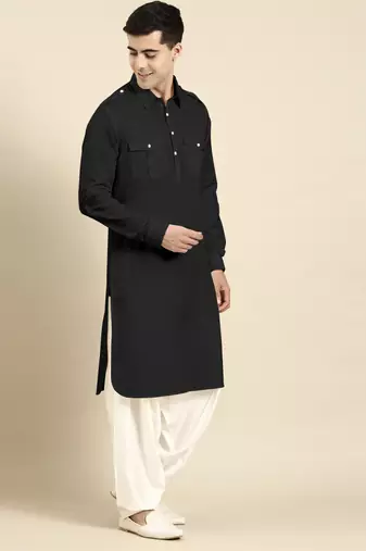 Black cotton pathani with salwar