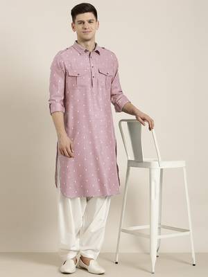 Pink cotton pathani with salwar 4