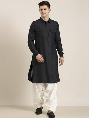 Black cotton pathani with salwar 1