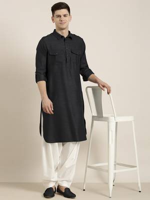Black cotton pathani with salwar 5