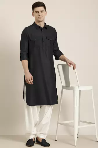 Black cotton pathani with salwar