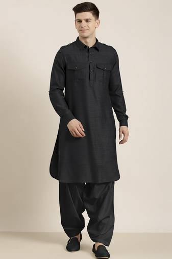 Black cotton pathani with salwar