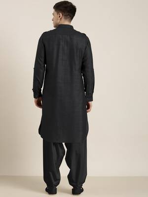 Black cotton pathani with salwar 2