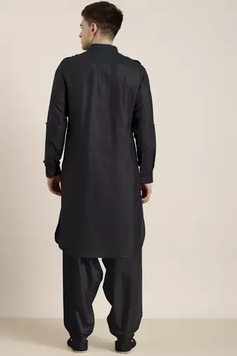 Black cotton pathani with salwar