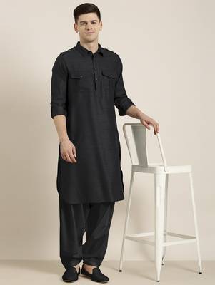 Black cotton pathani with salwar 4