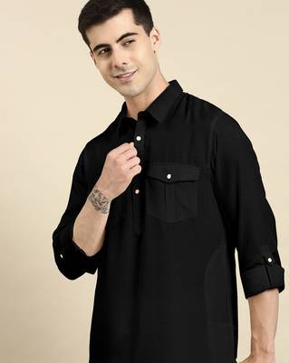 Black cotton pathani with salwar 1
