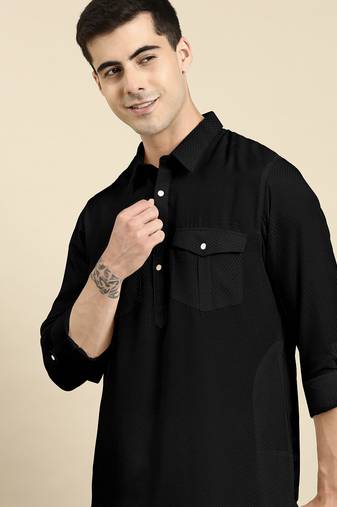Black cotton pathani with salwar