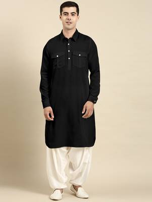 Black cotton pathani with salwar 2
