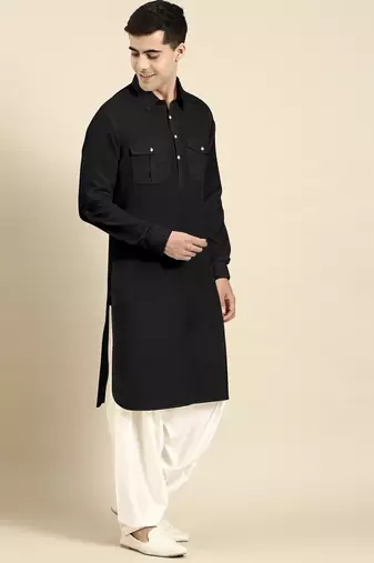 Black cotton pathani with salwar