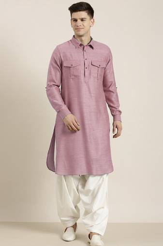 Rose pink cotton pathani with salwar