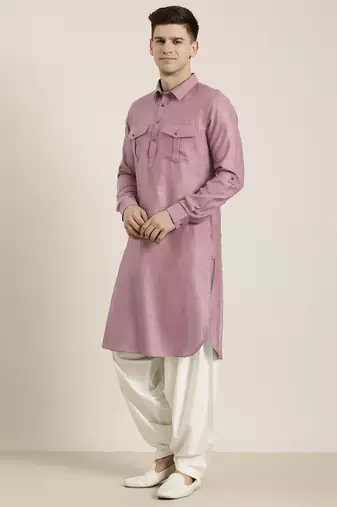 Rose pink cotton pathani with salwar