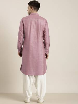 Rose pink cotton pathani with salwar 5
