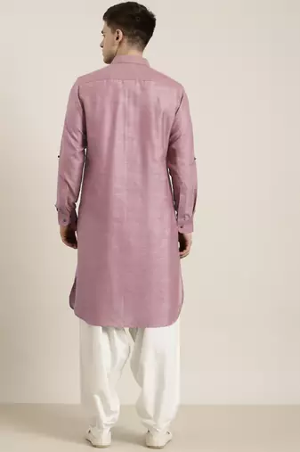Rose pink cotton pathani with salwar