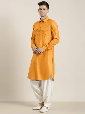 Mustard cotton pathani with salwar 3