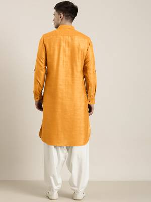 Mustard cotton pathani with salwar 5