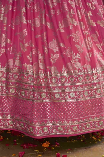 peach zari silk ceremonial lehenga set choli with dupatta with dupatta