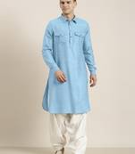Light blue cotton pathani with salwar
