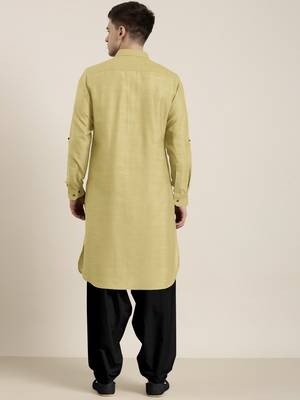 Greenish beige cotton pathani with salwar 5