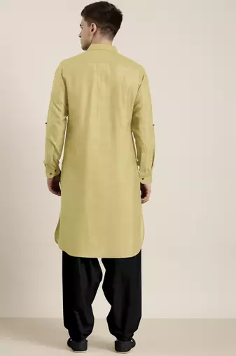 Greenish beige cotton pathani with salwar