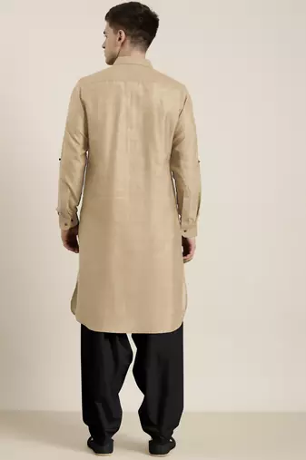 Beige cotton pathani with salwar