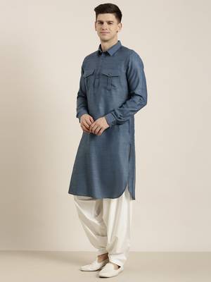 Denim blue cotton pathani with salwar 3