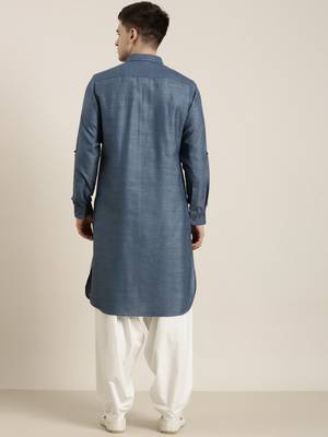 Denim blue cotton pathani with salwar 5