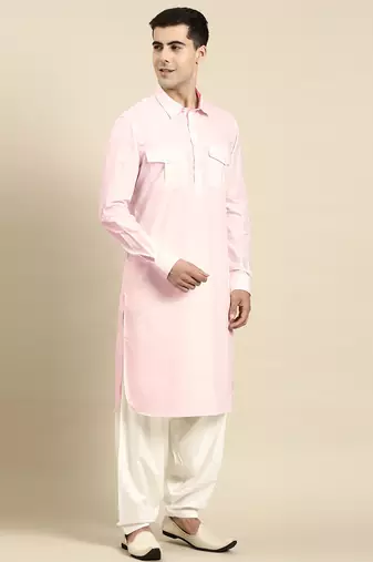 Light pink fine cotton pathani with salwar