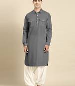 Grey fine cotton pathani with salwar