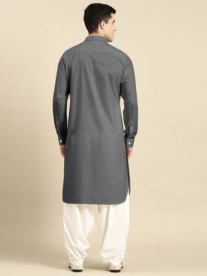 Grey fine cotton pathani with salwar 5