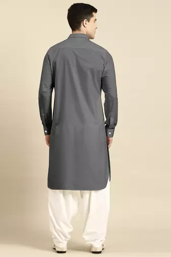 Grey fine cotton pathani with salwar