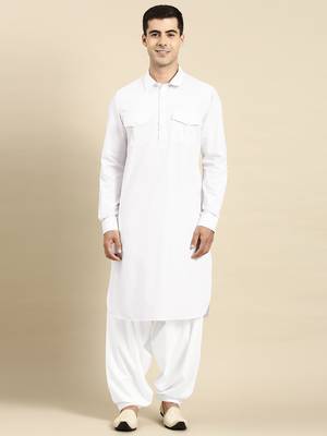 White fine cotton pathani with salwar 1